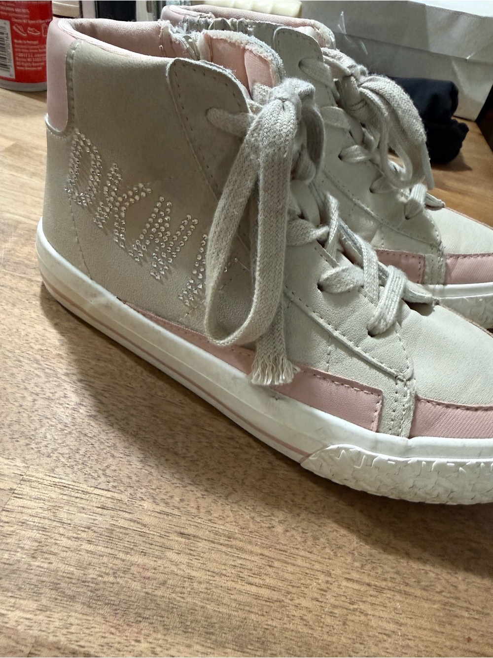 DKNY Kids High-Top Sneakers in Light Pink and Cream